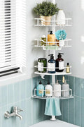 Corner Shower Caddy Tension Pole, 4 Tier Rustproof Shower Tension Rod Organizer, Adjustable 25-125 Inch Bathroom Shower Organizer Shelves for Bathtub Shampoo Storage, White