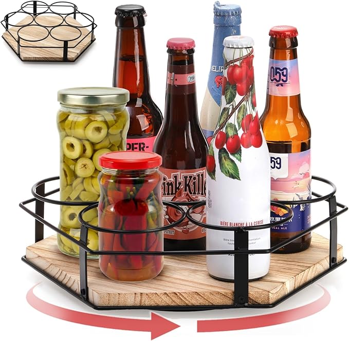 Cididu Rotating Coffee Syrup Organizer 7 Bottles, Coffee Syrup Rack Stand for Countertop, Tumbler Bottle Storage Holder, Turntable Wine Display Lazy Susan Tray for Coffee Bar Station, Kitchen, Pantry
