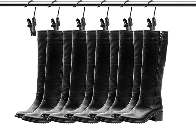 Hotop 36 Pieces Boot Hanger Clips for Closet, Laundry Hanging Hooks Heavy Duty Clips Boot Holder Portable Single Hooks Space Saving for Pants Jeans Clothes Hats Tall Towels (Black)