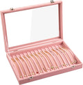 Frebeauty 15 Hooks Necklace Organizer,Velvet Necklace Holder Tray with Lid | Jewelry Organizer for Necklace Pendant Chain,Women Jewelry Box,for Home Use and Jewelry Store,Jewelry Display for Drawer