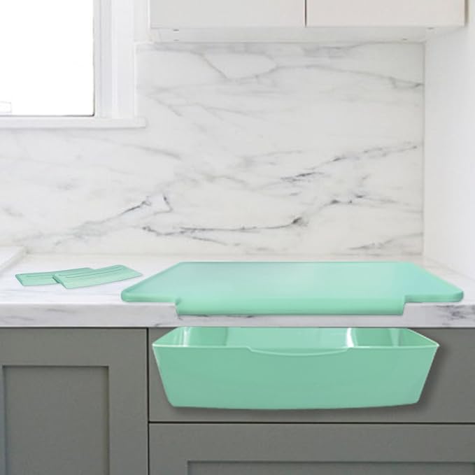Performance Cutting Board Counter Catcher Dishwasher Safe Home Kitchen Tools Set, Vintage Teal