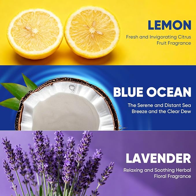 Aromative Toilet Brush Refills, Double-Layer Cleaning Pads Added, Compatible with Most Toilet Brushes，Lemon, Blue Ocean, Lavender（Patented）