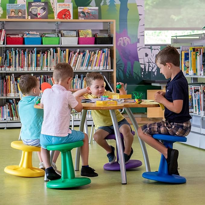 KORE DESIGN Wobble Stool Chair, Girls + Boys Kid Desk Stools, Ergonomic Small Office Chairs, Flexible Seating, Active Kids, ADD/ADHD, Classroom, School, Home, Preschool (12in), Age 4-5 yr, Sand Dollar