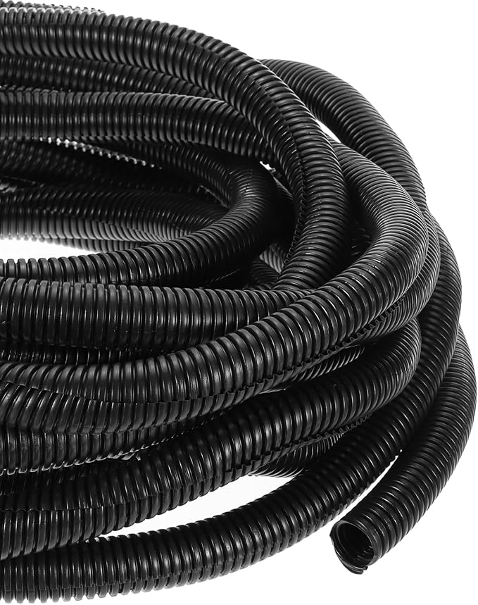DMiotech 50ft Wire Loom Split Tubing 1 Inch(25.5 Mm) ID, Cord Protectors from Pet Flexible Conduit Cable Management for Office, Home, Garden, Black