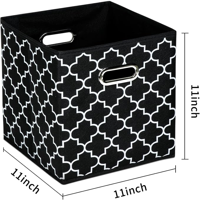 Fabric Cloth Storage Bins,Fabric Cube Organizer with Dual Handles Foldable Cube Storage Baskets for Home Bedroom Storage,Set of 3,(Black light)