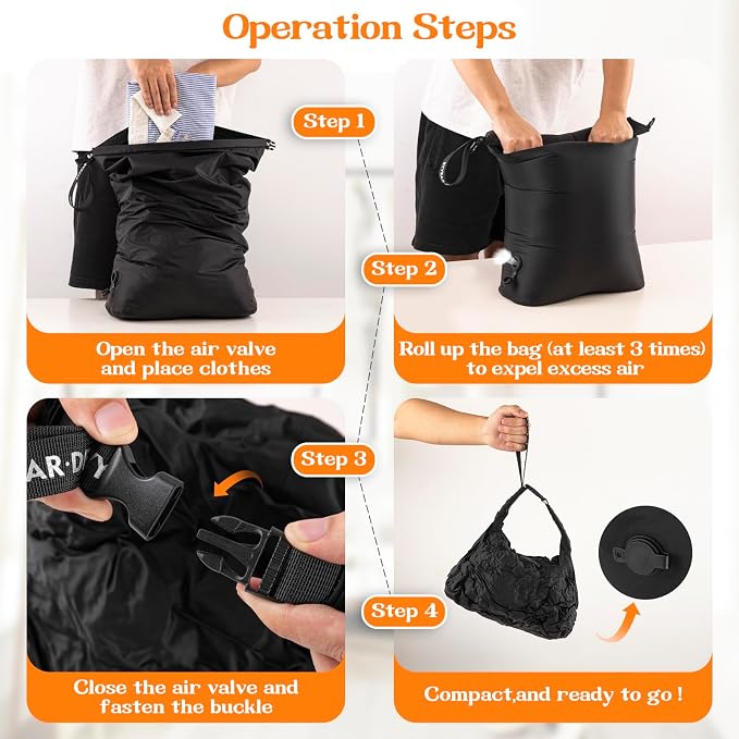 Travel Laundry Bag, Waterproof Compression Bags for Dirty Clothes | Moisture-resistant Vacuum Storage Bag, Space-Saving Laundry Storage Organizer for Cruise, Swimming, Gym