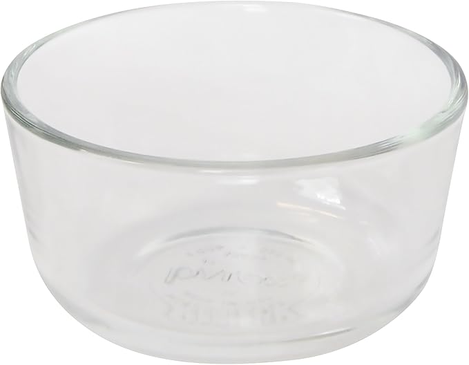 Pyrex 7202 1-Cup Glass Bowl & 7202-PC Dark Blue Lid (4-Pack) - Made in USA