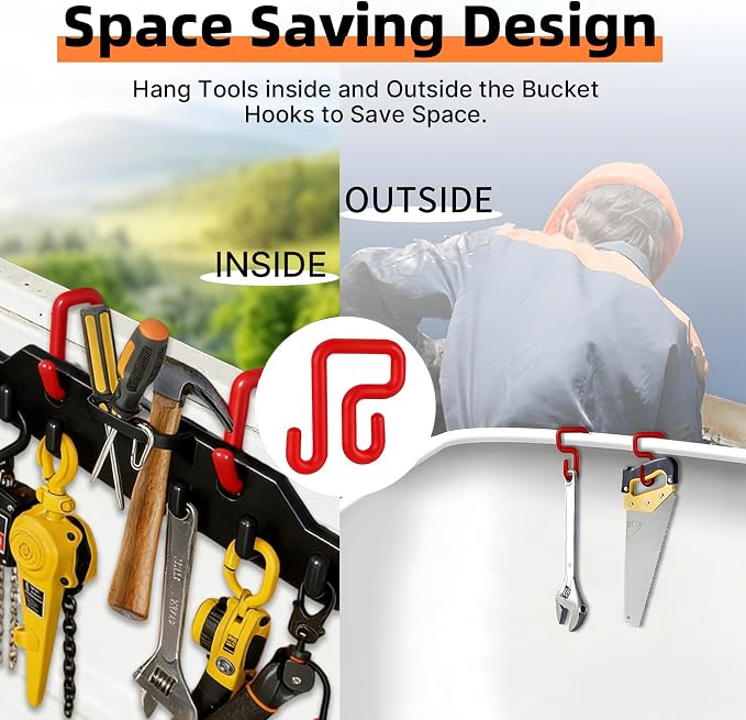 Lineman Tool Board, Line Work Bucket Accessories with 2PCS 3" and2 PCS 2" Aerial Bucket Hooks, Truck Hook Organizer for Heavy Duty Trucks Tool and Lineman