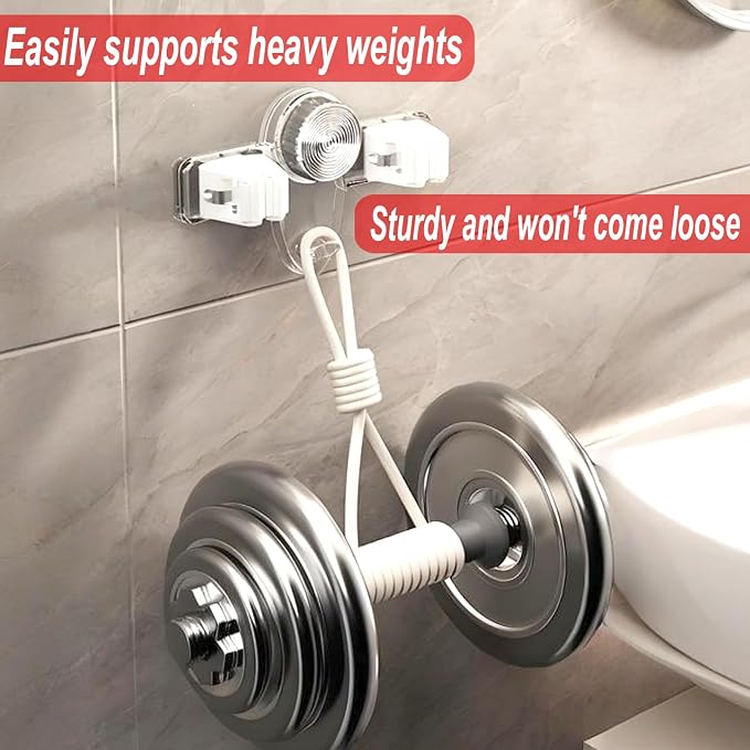 4 Pack Broom Holder Mop Hanger, No Drill Suction Cup Adjustable Organizer with Hooks Broom Hanger Organizer for Bathroom Kitchen Office Utility Room Laundry Home Garden Garage Storage Organizatin Rack