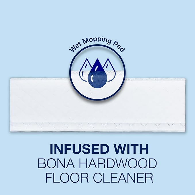 Bona Hardwood Floor Disposable Wet Cleaning Pads - 12 cleaning pads per pack - unscented - Use with Bona Mops - Residue-Free Floor Cleaning Solution for Wood Floors