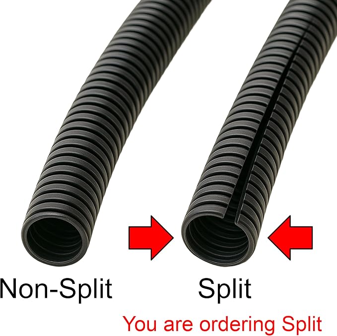 Electriduct Split Wire Loom Tubing Polyethylene Corrugated Flexible Conduit - 3/4" Nominal Size - 100 Feet - Red