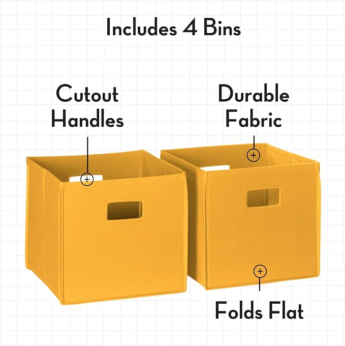 RiverRidge Folding Storage Bins with Handles Golden Yellow Cube Storage Organizer for Closet, Bedroom & Playroom - Closet Organizers and Storage Set of 4