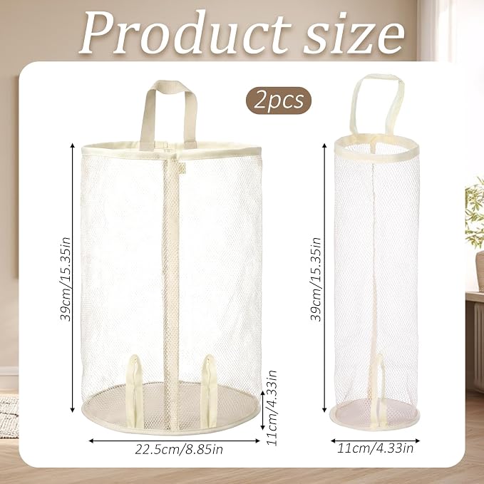 2 Pcs Sock Bag 2 Size Sock Organizer Hanging Reusable Bags Organizer Multifunctional Plastic Bags Holder Socks and Underwear Storage for Storing Socks Ties Plastic Bag (Large)