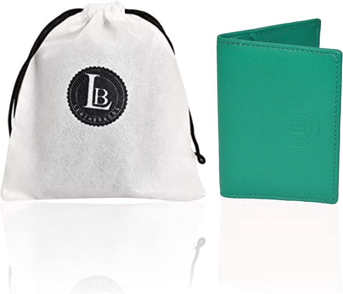 Leatherboss Slim Thin Leather Credit Card Id Mini Wallet Holder Bifold Driver's License Safe (Green)