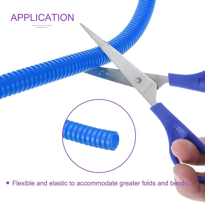 DMiotech 25ft Wire Loom Split Tubing 1/4 Inch(6.5 Mm) ID, Cord Protectors from Pet Flexible Conduit Cable Management for Office, Home, Garden, Blue