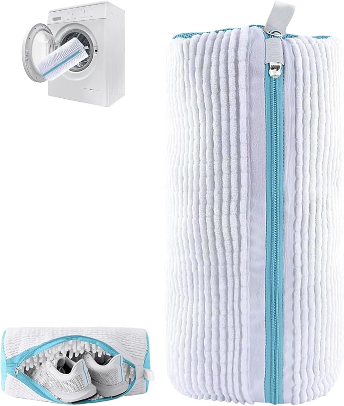 Shoe Washing Bag for Washing Machine, Fluffy Fibers Keep 360 Wrap-around Cleaning for All Types Shoe and Sizes, Laundry Shoe Bag for Washer and Dryer, Reusable Shoe Cleaning Bag for Sneaker