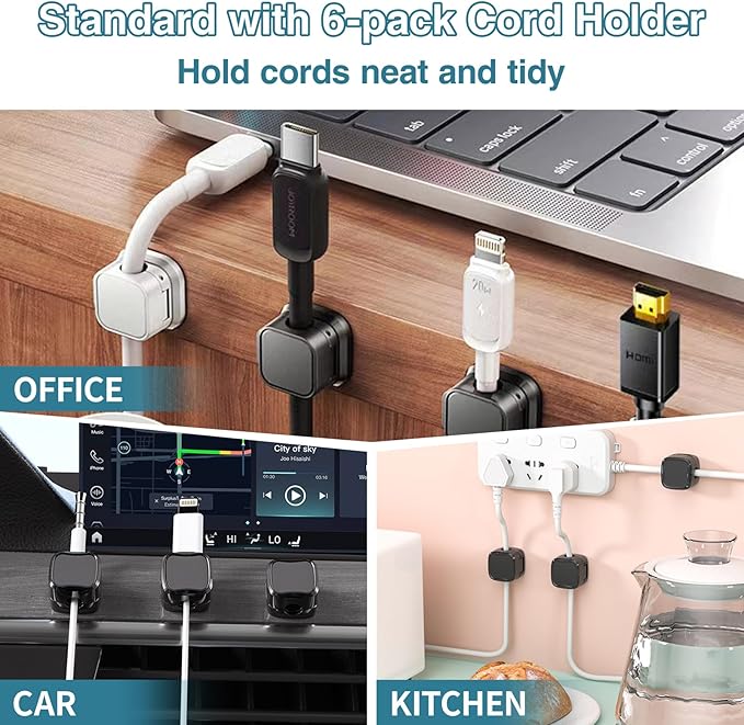 No Drill Under Desk Cable Management Tray, SONATURE 25.3" Cord Organizer for Table, Clamp Mount Desk Cable Management, Premium Carbon Steel Cable Organizer for Office, Home (White)