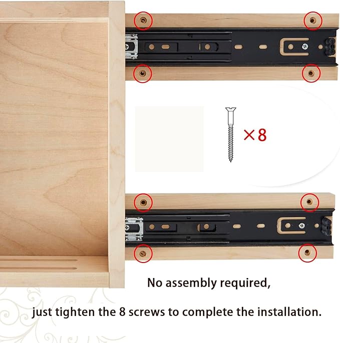 Kitchen Cabinet Organizer, Fully Assembled Drawer Wood Pull Out Tray Drawer Box Cabinet Slide Out Shelve, Wooden Pull-Out Shelf (W12''×D10''×H3'')