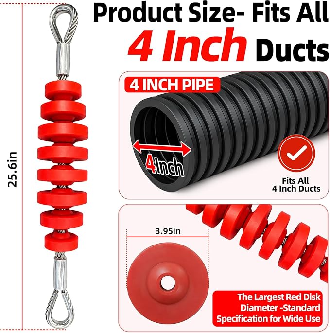 30464K Flexible Cable Conduit Mandrel, 4 Inch Bidirectional Cable Mandrel Grip Tools 6600LB Duct Preparation Cable Pulling, for Electricians Telecommunications Contractors