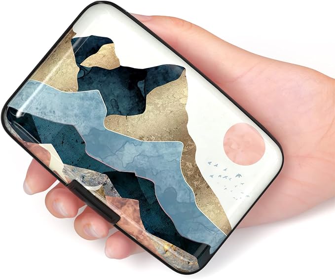Credit Card Holder Wallet, Small RFID Metal Credit Cards Wallet Cute Business Card Holder Pocket ID Case for Women Men, Art
