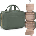 BAGSMART Toiletry Bag Travel Bag with Hanging Hook, Water-resistant Makeup Cosmetic Bag Travel Organizer for Accessories, Shampoo, Full-size Container, Toiletries (Hazy Green, Medium)