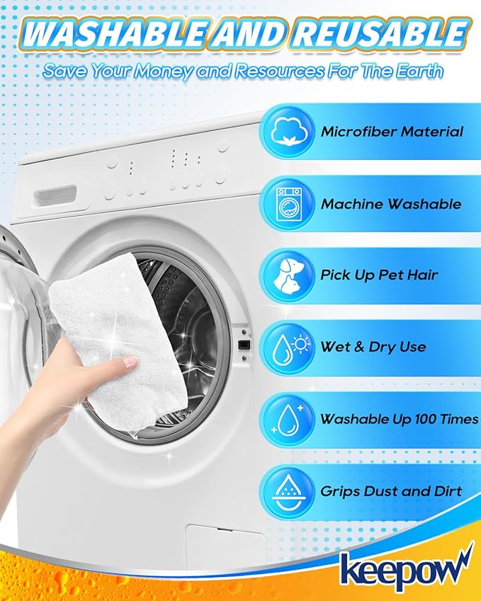 KEEPOW 3PCS Extra Large Microfiber Cleaning Cloth 30" x 20" Large Floor Microfiber Towel Reusable Washable Free Lint Free Cloth Rag for Squeegee Mop Floor Window Housekeeping (White)