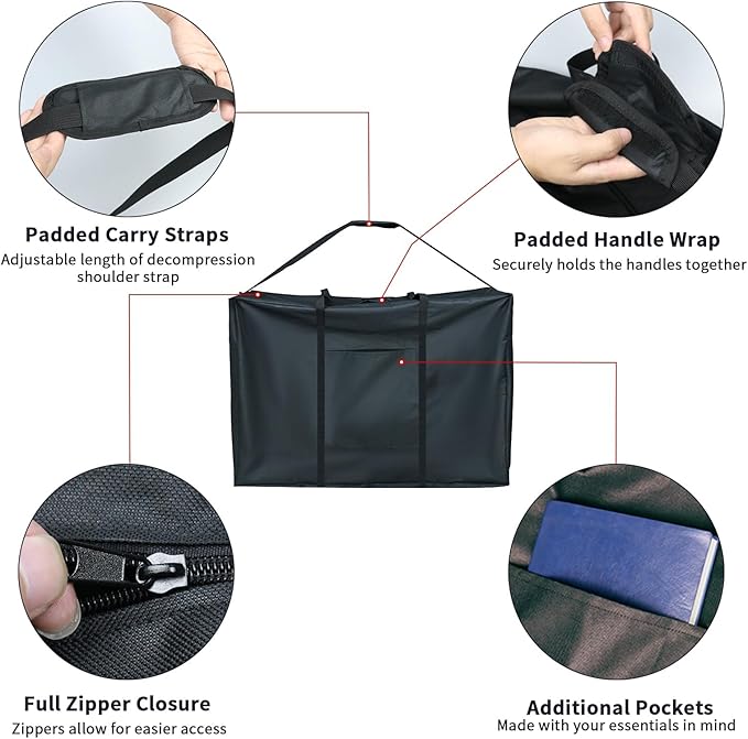 Rollator Walker Travel Bag - Waterproof Wheelchair Bag for Folding Walker Wheelchair Transport Chair Portable Large Duffel Bag Carry Case for Car Traveling (39" L x 16" W x 32" H)