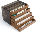 CLUQMEIK 5 Layer Large Wooden Jewelry Box with Acrylic Lid and Wooden Drawers, Stackable Jewelry Organizers and Storage Box for Women and Girls to Storing Rings Earrings Necklaces Bracelets