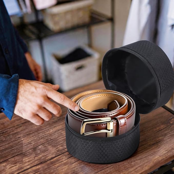 Belt Organizer Case,Travel Belt Storage Holder for Closet Drawer,Display Case for Belts,Ties,Portable Container Storage Holder,Height 3.9inch(Bag Only)
