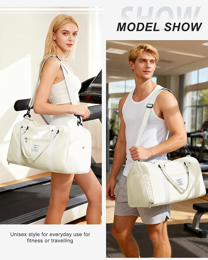 Gym Bag Womens Mens with Shoes Compartment and Wet Pocket Travel Duffel Bag for Women for Plane Sport Gym Tote Bags Swimming Yoga Small Waterproof Weekend Overnight Carry on Bag Hospital Holdalls