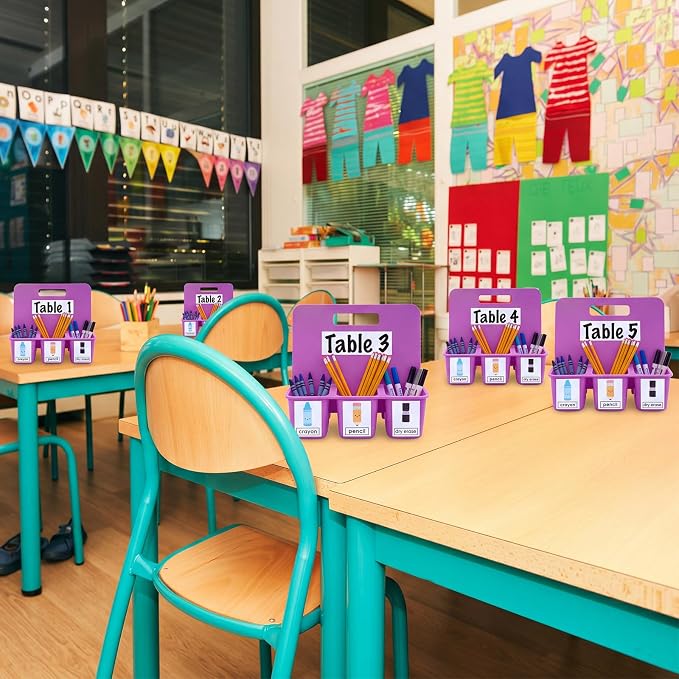 20pcs Teacher Toolbox Labels Classroom Caddy Labels Decoration Self-Adhesive Caddy Toolbox Sticker Crayon Pencil Dry Erase Organizer Pen Holder Tag for Preschool Back to School Table Decor(Black)