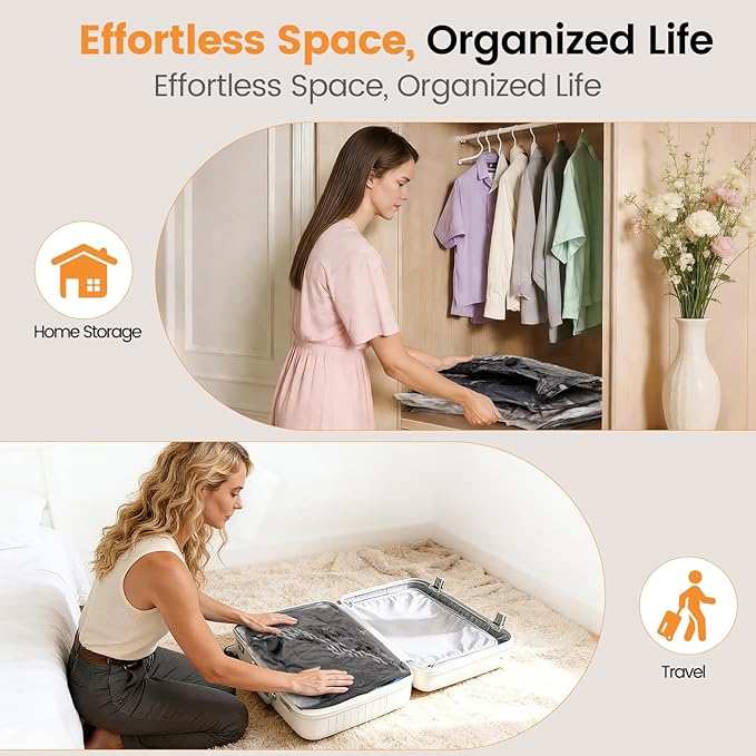 Vacuum Storage Bags Rechargeable Wireless Pump - 20 Pack Travel Storage Bags，Travel & Home Organizer Set, Multi-Size Space-Saving Bags, Perfect for Closet Luggage Bedding Clothing Storage