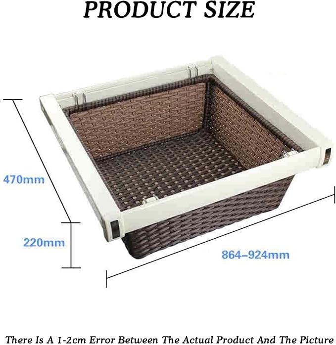 Pull Out Hanging Drawer,Rattan Under Shelf Storage Basket,Sliding Stackable Storage Bins,Adjustable Width 864-924mm,for Kitchen Bathroom Cabinets(Color2)