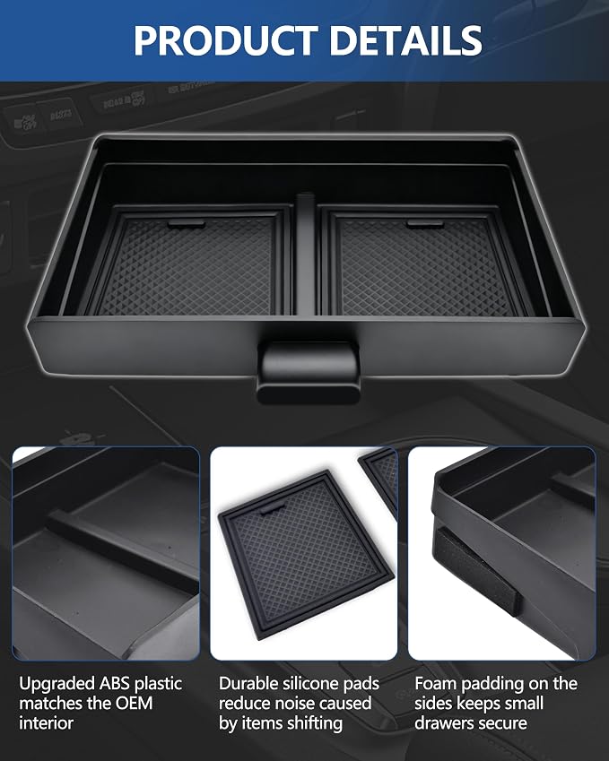 Center Console Organizer for Honda Ridgeline 2017-2026/ Pilot 2016-2022 | for Passport 2019-2025, ABS Material & Anti-Slip Drawer Storage Box Insert, Hidden Cubby Organizer Only Fit Models with Cubby