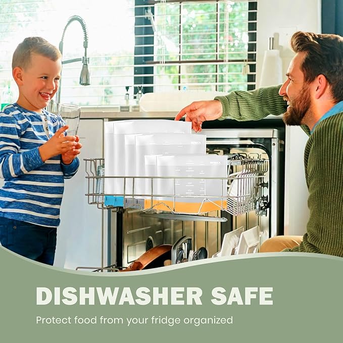 Dishwasher Safe Reusable Storage Bags Stand Up - BPA Free Reusable Sandwich Bags - Leakproof Gallon Freezer Bags for Marinate Meats, Salad Fruit - Multicolor 8 Gallon + 8 Sandwich + 8 Snack Bags