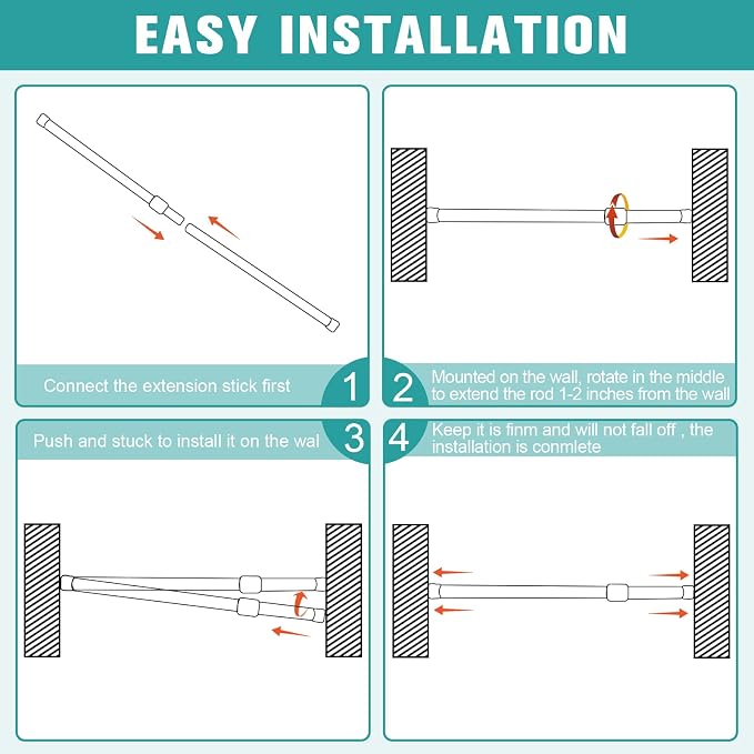 White Tension Curtain Rod for Windows 26-39 Inch,Adjustable Expandable Pressure Spring Curtain Rod No Drilling, 5/8" Curtain Rod for Closet Door Bedroom Doorway