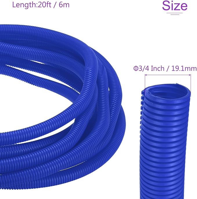 DMiotech 20ft Wire Loom Split Tubing 3/4 Inch(19.1mm) ID, Cord Protectors from Pet Flexible Conduit Cable Management for Office Home Garden, Blue