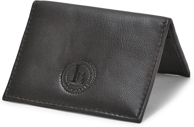 Leatherboss Genuine Leather Small Slim Bifold Wallet | Credit, Debit, ID Card Holder | Compact & Stylish with Clear ID Windows | Gift for Men, Black
