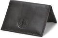 Leatherboss Genuine Leather Small Slim Bifold Wallet | Credit, Debit, ID Card Holder | Compact & Stylish with Clear ID Windows | Gift for Men, Black