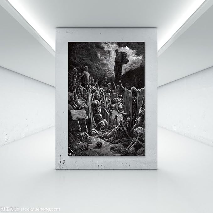 Gustave Dore The Vision Of The Valley Of Dry Bones Prints Wall Art Paintings Poster Picture Print Wall Art Painting Canvas Artworks Gift Idea Room Aesthetic 16x24inch(40x60cm)