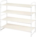 Simple Trending Shoe Rack - 4-Tier Shoe Organizer, Expandable & Adjustable Fabric Shoe Shelf Storage Organizer for Closet, Entryway, Bedroom, White