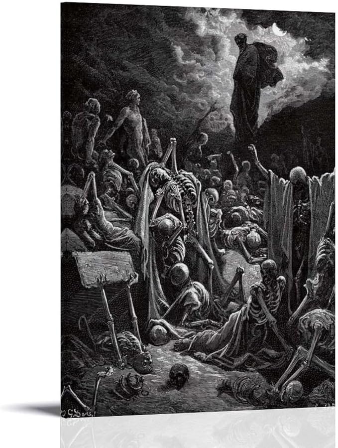 Gustave Dore The Vision Of The Valley Of Dry Bones Prints Wall Art Paintings Poster Decorative Painting Canvas Wall Art Living Rooms Bedroom Painting 16x24inch(40x60cm)