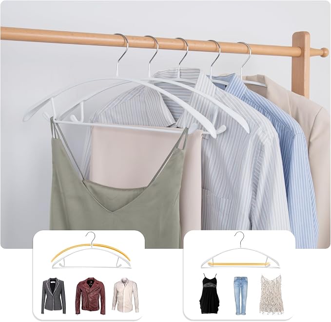 Nature Smile Non Slip PVC Coating Sweater Hangers,Dress Suit Coat Hangers,Wide Shoulder Bump Free Golf T Shirts Clothes Hangers (White Color 10 Pack)