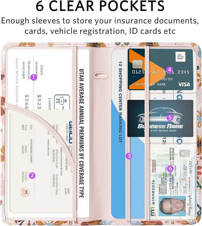 CoBak Car Registration and Insurance Holder | Vehicle Glove Box Organizer, Auto Truck Compartment Document Case with Magnetic Closure for Insurance & Driver License