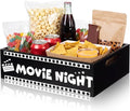 GlikCeil Movie Night Supplies Snack Trays with Handles Reusable Wooden Movie Gift Basket for Theater Popcorn Bucket Bowl Box Container Family Room Decor (Classic Style 1)