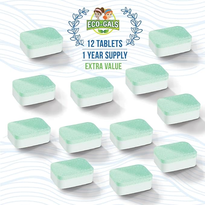 Eco-Gals Dishwasher Cleaner - 12 Tablets - 12 Month Supply - Unscented