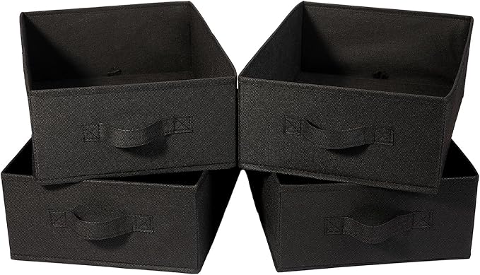 Clothings Collapsible Storage Bins, Foldable Organizers and Storage Baskets Cube Storage Bin for Bedroom Living Room (4 Pack, Black, 15.4x11.4x5.5inch)