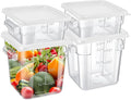 Barydat 4 Pcs Square Food Storage Containers with Lids Measurement Scales, 2qt & 4qt Clear Plastic Stackable Containers for Dough Proofing Baking Kitchen Restaurant and Pantry Organization(White)