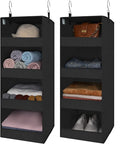 GRANNY SAYS 4-Shelf Hanging Organizer, Closet Hanging Shelves, Closet Hanging Storage Organizers, Organization for Bedroom, Living Room, Baby Nursery, Camper Accessories, Black, 2-Pack