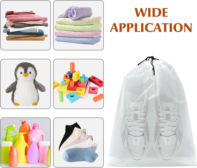 5 Pack Shoe Bags for Travel, Waterproof Drawstring Bag for Men Women, Shoe Storage, Travel Essentials, Organization Accessories (10, Clear)